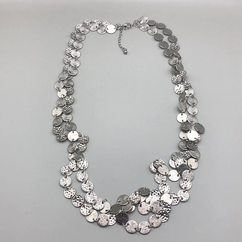 Curated bundle silver tone long statement look necklaces Erica Lyons and more
